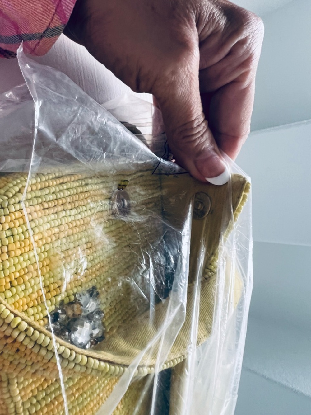 Anthropologie The Fiona Beaded Bag Yellow Geometric - Picture 8 of 9